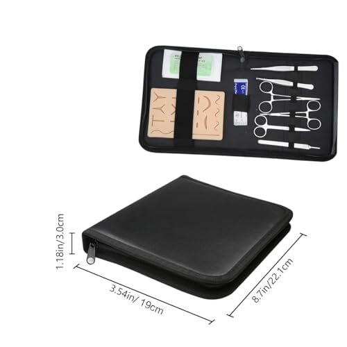 Suture Practice Kit for Medical Students Complete Surgical Training Include 17Pre-Cut Wounds Silicone Suture Pad,6 Suture Tools,6 Sterile Thread & Needle,5 Dissection Blades with 1 Bag(18 Pcs)