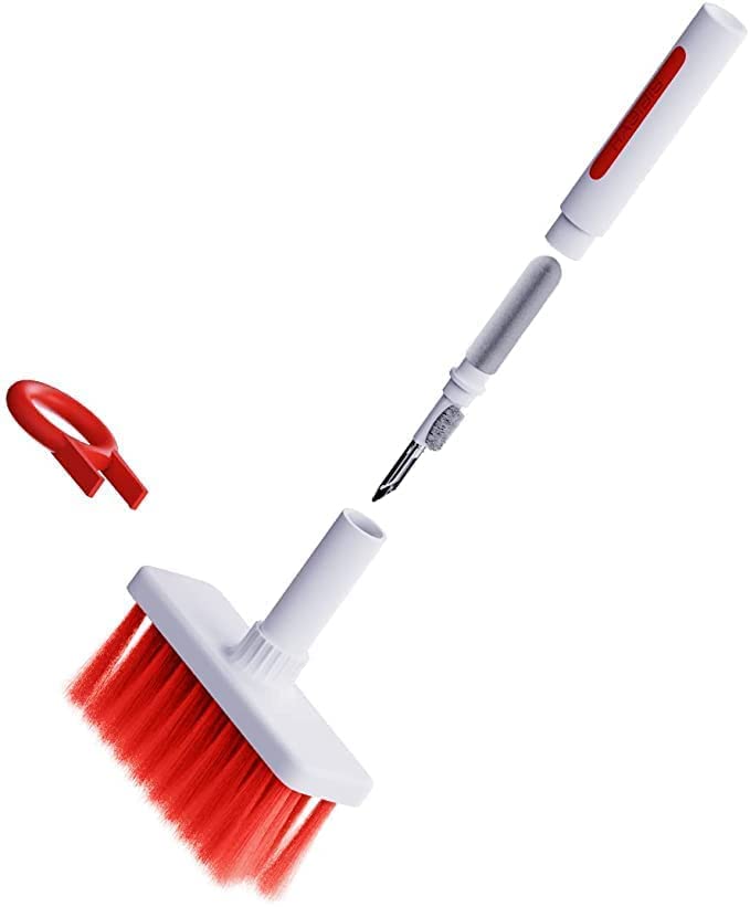 JDD 5 in 1 Soft Brush Keyboard Cleaner with Multi-Function Computer Cleaning Tools Kit, Corner Gap Duster, Key-Cap Puller, for Earphones, Laptops, Truly Wireless Earphones, Camera Lens (Random Color)