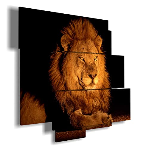 duudaart Quadro Moderno Fonoassorbente Pannello Insonorizzante Leone Decorativo Metallici da Parete Acustico Grande Decorazione per Soggiorno Africa Animali Multilivello 113x99cm