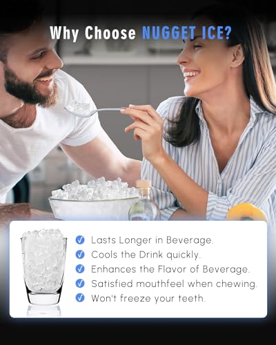 Maksone Nugget Ice Maker Countertop,44lbs/Day,Self-Cleaning ice Machine with Pebble ice,One-Click Operation,for Home/Kitchen/Office - Thumbnail 6