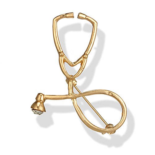 Image of MINGHUA Gold Silver Stethoscope Brooch Pin for Nurse Doctor