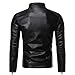 Maiyifu-GJ Men's Faux Leather Motorcycle Jacket Vintage Stand Collar Leather Biker Coat Fashion Lightweight Zipper Coats (Black2-3,Small)