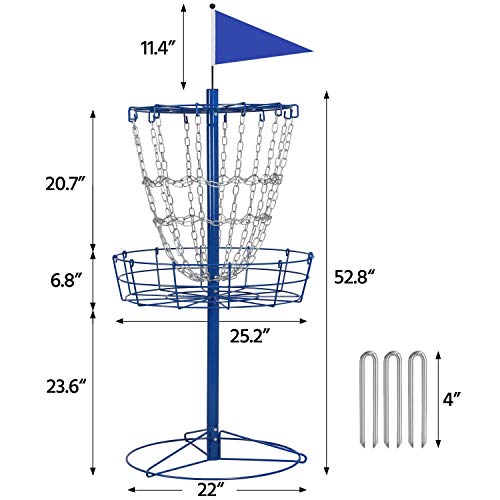 Image of Yaheetech Disc Golf Basket Portable Disc Golf Practice Set 12 /24 Chain w /Basket Target and Double Steel Chains for Outdoor
