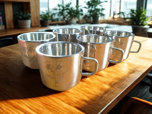 Image of Stainless Steel Tea Cup - Rust-Free, Durable & Easy to Clean (140 ml, Pack of 6)