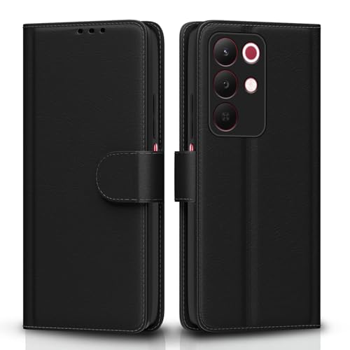 Image of Amazon Basics Flip Cover for Realme Narzo 90X 5G / Realme C85 5G / Realme 15X 5G Leather Finish | Wallet Stand and Shock Proof | Inside TPU with Card Pockets | Complete Protection Flip Case (Black)
