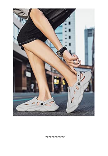 Hontubs Summer Outerwear Hollow Breathable Bag Head Slippers Non-Slip Dual-Purpose Beach Sandals (White, Adult, Men, Numeric_7, Numeric, Us_Footwear_Size_System, Medium) #TOP3