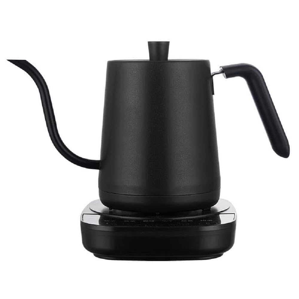 BORATO Electric Gooseneck Kettle 304 Stainless Steel Coffee and Tea Pot Automatic Temperature Control and Constant Temperature, Quick Heating (BLack)