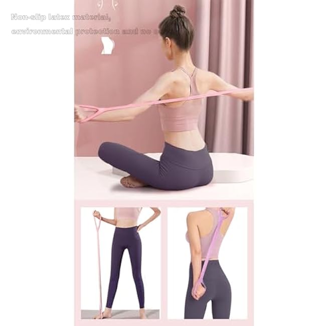 3 Colors Figure 8 Resistance Band - Elastic Fitness Rope for Arm, Back, Shoulder & Full-Body Workouts | Foot, Leg, Hand Stretcher for Yoga, Pilates, Physical Therapy & Home Gym Exercise.