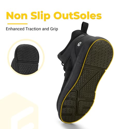 FitVille Wide Safety Shoes for Men Composite Steel Toe Safety Boots High Top Work Shoes for Men