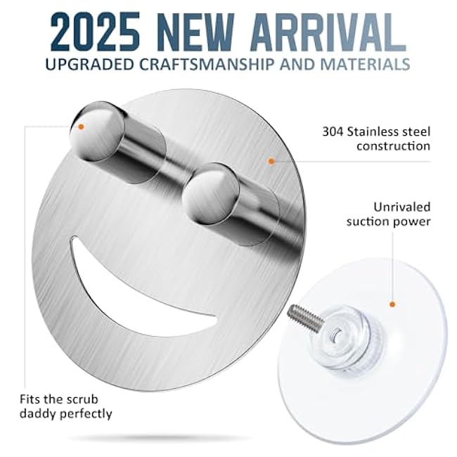 Stainless Steel Smiley Face Dish Sponge Holder, Silver Sink Caddy Organizer Storage with Suction Cup for Kitchen, Rv Apartment Kitchen Accessories Decor Scrubber 0.78 Thickness-Silver