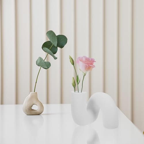 Vase céramique moderne blanc pour centre de table et salon design - 8