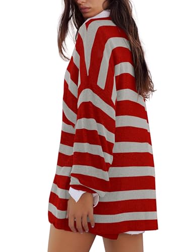 Image of Panadila Womens Striped Sweater Set Oversized Lounge Sets Matching Pajamas Long Sleeve Sweater Top and Shorts