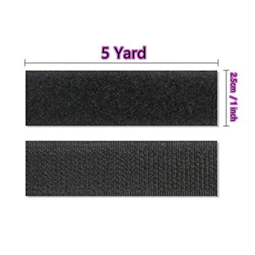 Minghaoda Sew on Hook and Loop Style 1 Inch Non-Adhesive Back Nylon Strips Fabric Fastener Non-Adhesive Interlocking Tape Black, 5 Yard - Thumbnail 4