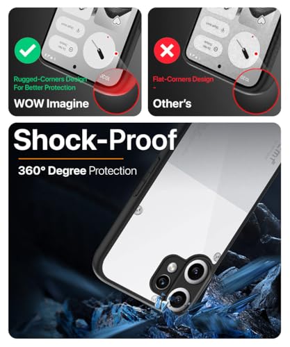 Image of WOW IMAGINE Shockproof Hybrid Back Cover for CMF by Nothing Phone 2 Pro 5G | Hard Slim fit Back Case | PC & TPU | Clear Transparent Case - Black