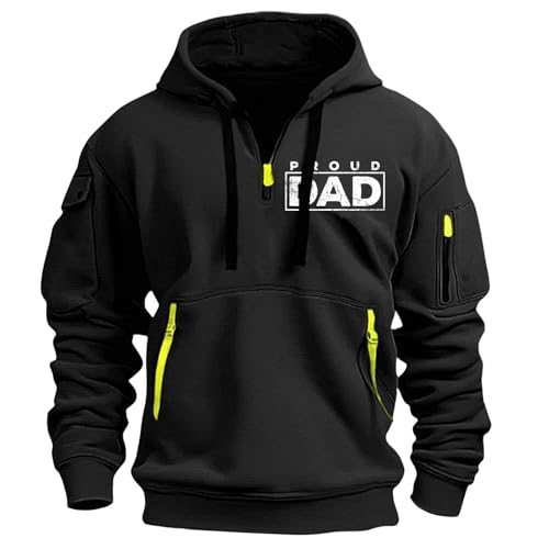 Zip Up Hoodie Men Tactical Cargo Quarter Zip Pullover Warm Hoodie Drawstring Hooded Sweatshirt Fall Winter Sweater