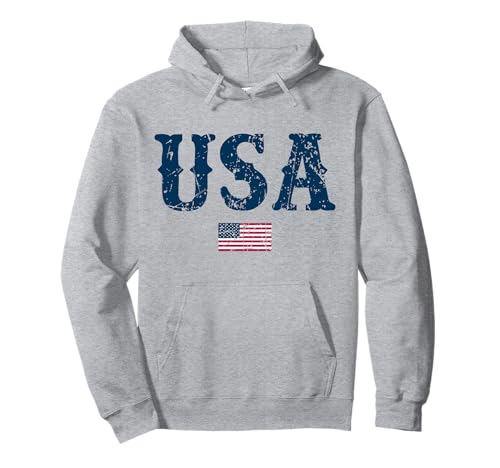 USA United States of America American Flag July 4th Pullover Hoodie
