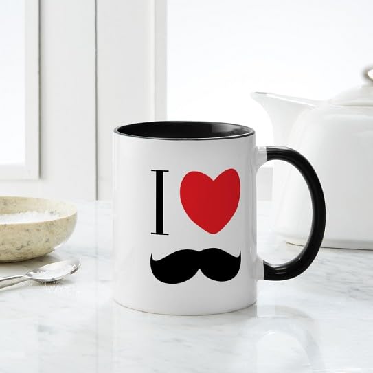 Taza de cerámica CafePress 11 oz I Love Mustache miniatura 5