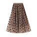 Zldhxyf Gonna Tulle Argento Donne Elegante Gonna in Pizzo Medio e Lungo Tulle Gonna High Elastic Waist A Line Love Prints Gonna da Spiaggia per Casual Vacation Gonna Portafogli Anime