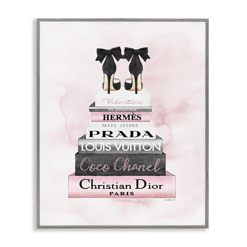 Image of Glam Bookstack Heels Fashion, 24 x 30 Inch Framed Giclee Print