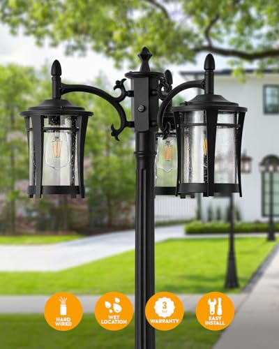 Image of Gleamz Lamp Posts Outdoor Lighting, Hardwired Outdoor Post Light for Yard