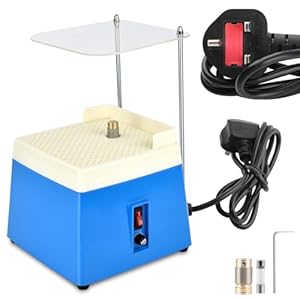 Portable Glass Grinder, 4200RPM UK Plug 220V Electric Stained Glass Grinding Machine with Acrylic Baffle and 5/8" Grinder Bits, Automatic Art Grinding Tool for Glass, Marble, Jewelry, Ceramics