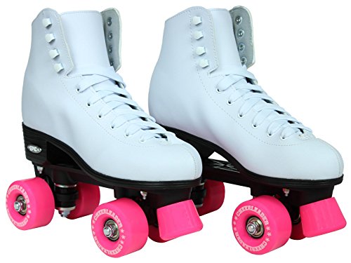 Epic Skates Cheerleader Indoor/Outdoor Quad Roller Skates, White/Pink, Size 6 #TOP4