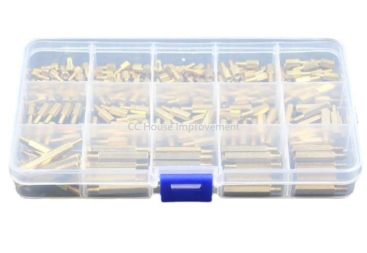 Generic 190PCS/Kit M3 Male Female Brass Standoff Spacer PCB Board Hex Screws Nut Assortment Set Kit with Plastic Box - (Color: M3)