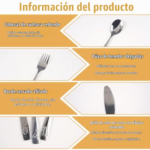 Miniatura 3 de 15 Piezas Cubiertos Para Llevar En Acero Inoxidable Con Grabados Decorativos 5 Cuchillos, 5 Tenedores, 5 Cucharas Apto Para Lavavajillas Seguro Y No Tóxico Para Casa,Escuela,Como Regalo Dinosaurio