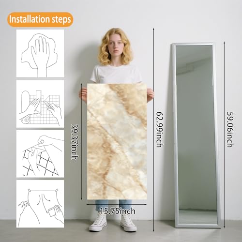 Image of Nuxovilar Beige Stone Marble Wallpaper Peel Stick Vinyl 15.75x39.37