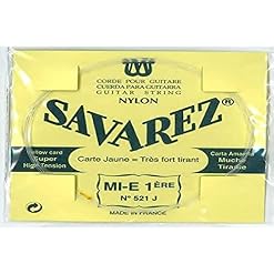 Savarez 521J – corde Mi aigu guitare classique tirant très fort – Carte Jaune - Les Beatles, Paul McCartney, John Lennon, RIngo Starr, George Harrison