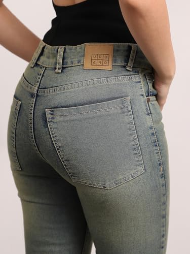 Image of Urbano Fashion Women's Mid Rise Bootcut Washed Jeans Stretchable