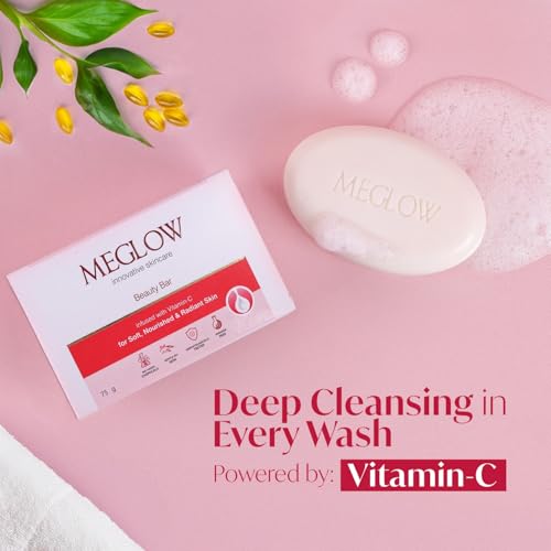Image of Meglow Beauty Bathing Soaps Bar Combo Pack Of 6(75g) with Potent Vitamin-C - Body Soap Cleanser for Dry Skin||Skin lightening /whitening Soap||Make Skin Soft,Smooth & Nourished| Suitable All Skin Type