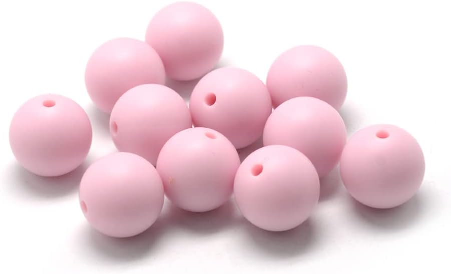 100pcs 15mm Blue Silicone Beads Round Ball Jewelry Making Beads Silicone Beads Bulk for DIY Necklaces Bracelets Crafts, Hole: 2mm