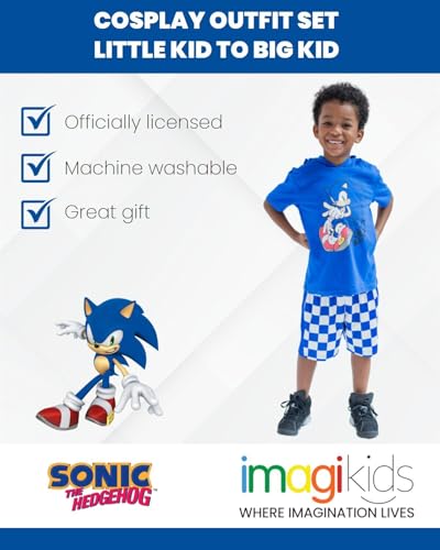 Image of SEGA Sonic the Hedgehog Cosplay T-Shirt and Mesh Shorts Outfit Set Little Kid to Big Kid