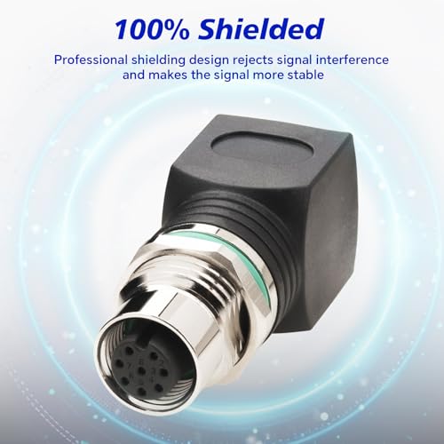 Lonlonty M12 Ethernet auf RJ45 Adapter, Cat6 Cat5 M12 8 pin A Code Weiblich Ethernet Adapter auf RJ45, IP68 Wasserdicht Geschirmter für Outdoor und Industrieanwendungen Basler Industriekamera Sensor
