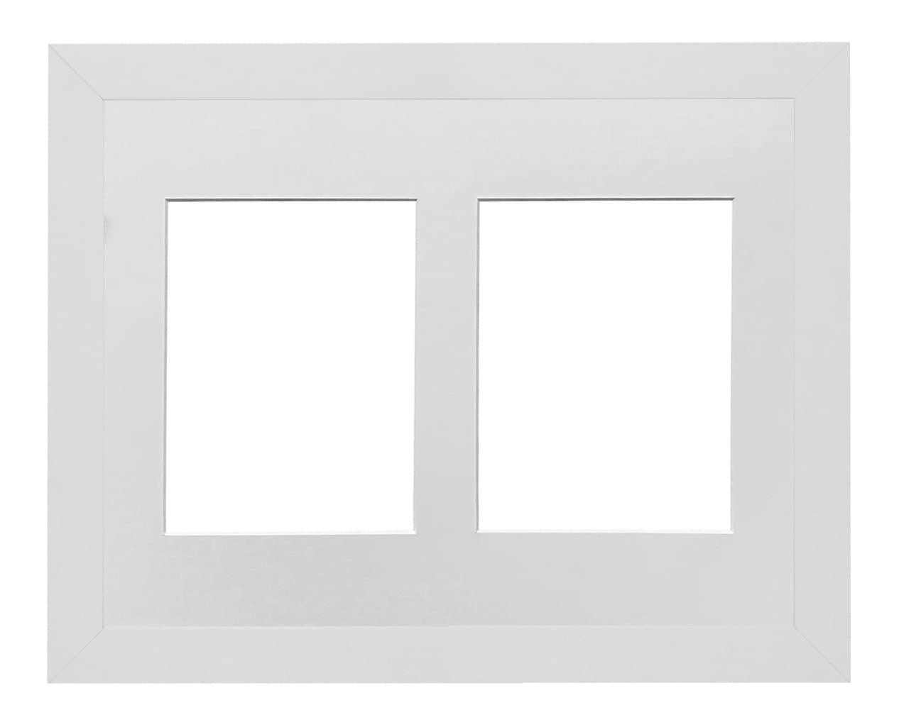 MDF 30mm White Frame 14x10' Multi Aperture Picture Frame with White Mount to fit (2x) 7x5' Photos with Perspex Sheet - Tabletop & Wall Mountable Landscape or Portrait