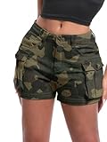 ELLEVEN Womens Cargo Shorts with Pockets Cargo Shorts for Women Cargo Shorts Women Women’s Cargo Shorts Short Shorts Cargo Shorts Y2K Womens Summer Shorts Camo X-Large