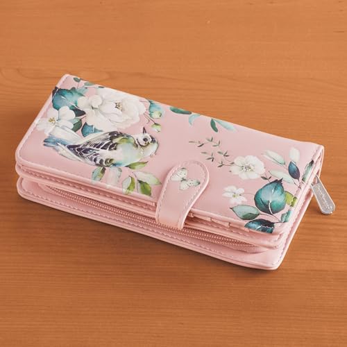 Collections Etc Birds & Flower Garden Magnetic Snap Closure Faux Leather Wallet3