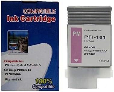 Vivid Colors PFI-101 Compatible Ink Cartridge Replacement for Canon PFI-101PM (130ml, Photo Magenta) for iPF5000, iPF5100, iPF6000S, iPF6100, iPF6200 Printers