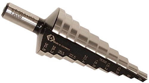 Wiertło stopniowe HSS 6-30,5 mm, rozmiar wiertła metryczny 6 mm, efektywne, całkowita długość 95 mm, stopień typu wiertła