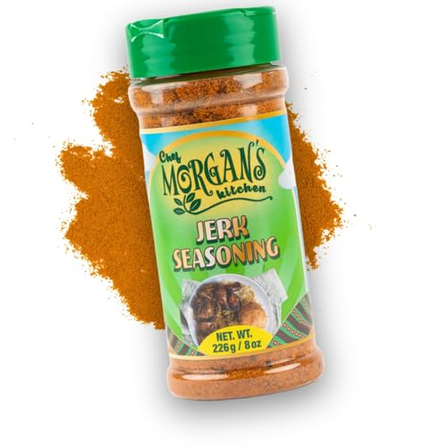 Chef Morgan's Kitchen Jerk Seasoning - MSG & Gluten Free Jamaican Flavored Seasoning 8 oz - Authentic Jamaican Style Spice Blend for Jerk Chicken - Dry Rub for Grilling, Baking, Roasting - All Natural
