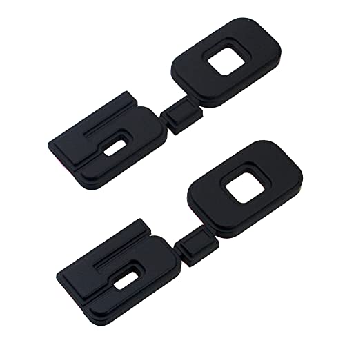 Image of 2Pc 5.0 Emblem Liter Door 3D Fender Side Adhesive Badge Plate Right Left Sticker Replacement for 1979-1993 150 (All Black)