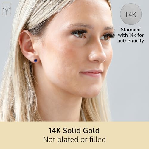 14k Gold Oval Stud Earrings for Women with Push Backs | 7x5mm Gemstone Birthstone Earrings | Real 14 Karat Gold Earrings Studs | Hypoallergenic Gemstone Stud Earrings for Women by MAX + STONE2