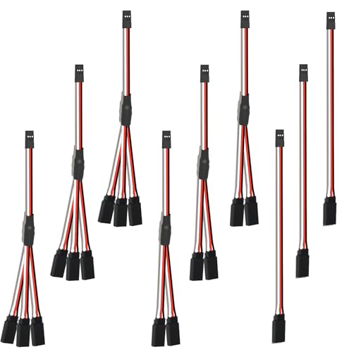 9PCS Universal RC Y Harness Connector 3 Pin Plug Splitters Servo Extension - 15cm Mixed Styles Male to Female Servo Extension Cord Wire Cable Compatible with Jst Jr Futaba Rc Car or Airplanes
