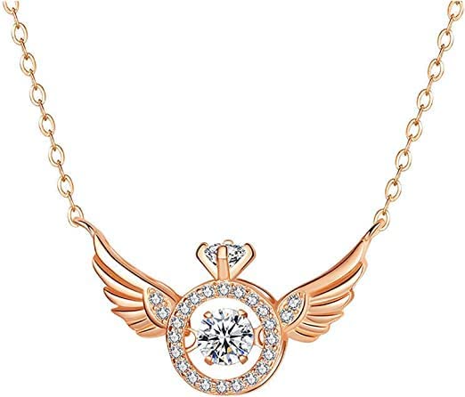 Angel Fashion Stylish Latest Angel Wing Golden Ring Shape Necklace for girls and Women