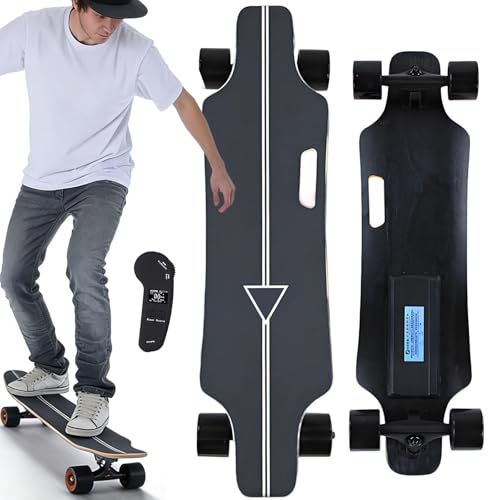 moupeaktain Monopatín Eléctrico con Remoto, Longboard De 25km/H, Motor De Cubo De 350 W, Autonomía De 15km, 4 Velocidades, Shortboard Ligero para Desplazamientos Diarios, Campus Y Viajes Urbanos
