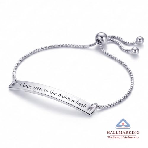 Image of TRUESILVER ACPL 925 Sterling Silver Personalised Bracelet for Women | Customized Name Bracelet Gift for Wedding Anniversary Birthday