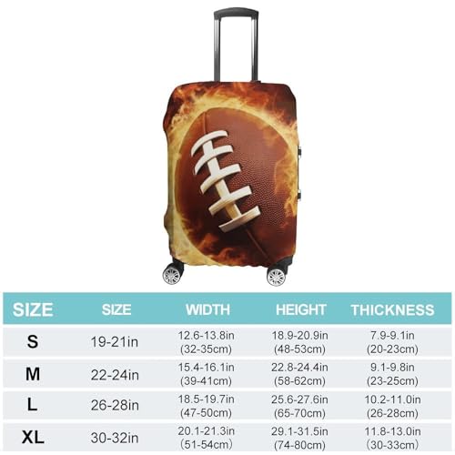 Flaming American Football Printed Luggage Cover Protector, Fits 18-32 Inch Luggage2