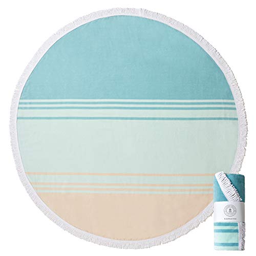 Luxury Thick Round Cabana Beach Towel by Laguna Beach Textile Co | Sea Glass Sunrise | 5 Foot Diameter | Woven Jacquard for Soft, Fade Proof Beach & Pool Use - Thumbnail 5