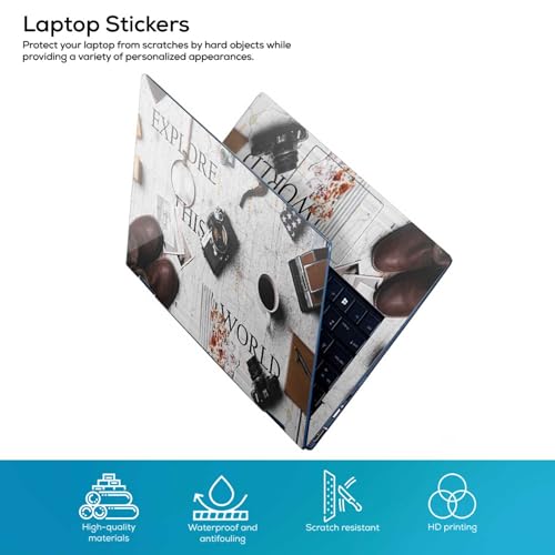 Image of Galaxsia Explore This World Full Body Vinyl Laptop Skin /Sticker /Cover Upto 15.6 Inches Laptops Laminated-Removable-HD Quality Compatible for Hp-Dell-Sony-Lenovo-Asus etc.(15x10 Inches)